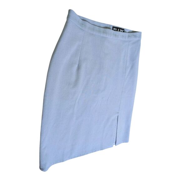 Vtg Y2K 90s Blue Mini Pencil Skirt Size 2 Office Siren 26" Waist PO & PO Slit - Picture 7 of 8